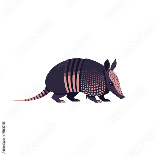 Armadillo illustration in a modern, minimalist style with vibrant colors  