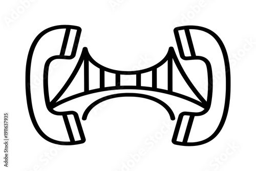 Vector illustration of a bridge graphic viewed from the side in a simple black line art style