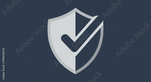 Shield with check mark symbol for security and protection concept.