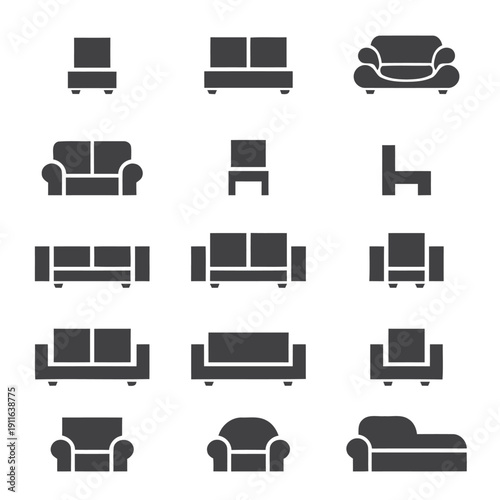 Furniture vector icons for interior design and home decor
