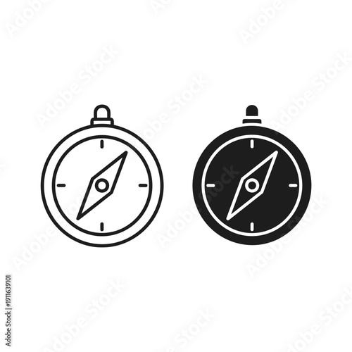 A pair of black and white compass icons Vector