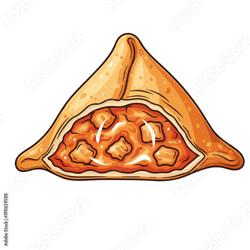 Butter Chicken Samosa – Indian Fusion Street Food Flat Vector