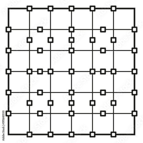 Detailed square grid icon. Accurate point mesh symbol. Global digital network Vector. Sophisticated linear node structure