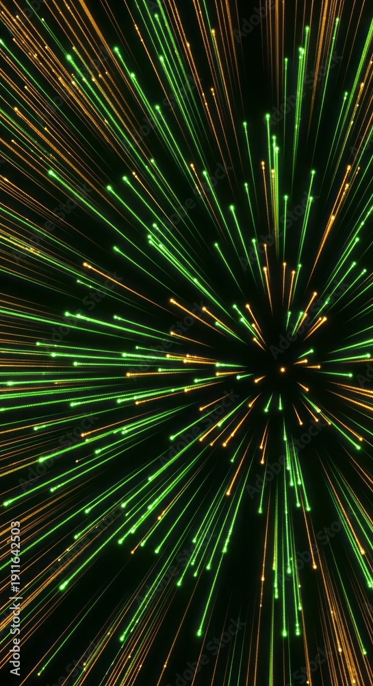Fototapeta premium Colorful Light Burst Background. Concept featuring light, burst, green, orange, abstract.