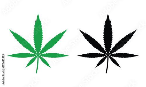 Green and black cannabis leaf vector illustration graphic design