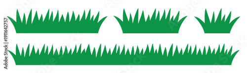 Green grass elements in various sizes representing natural landscaping and outdoor environments