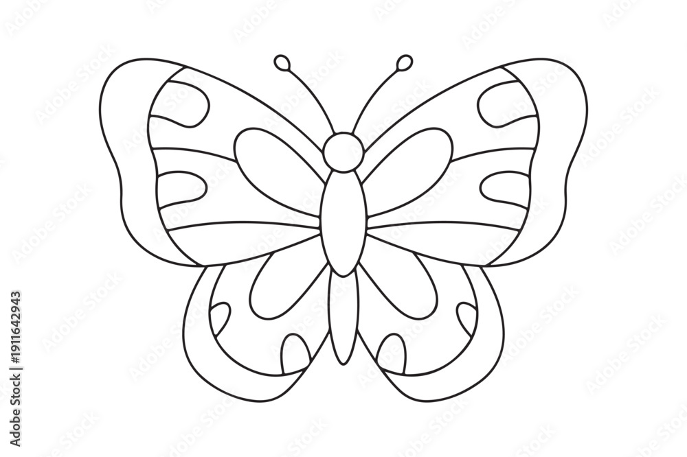 Fototapeta premium Funny Butterfly Coloring Page Cartoon Vector for Kids