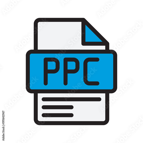 PPC Color Icon Pay Per Click advertising icon illustrating digital ads, clicks, and online campaign performance.