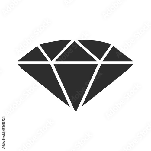 Black diamond icon in flat style. Simple gemstone symbol representing luxury, wealth, elegance, or jewelry. Perfect for jewelry design, fashion, engagement, or precious stone themes. 