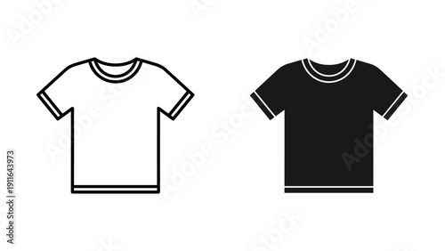 A black and a white t-shirt side by side Vector