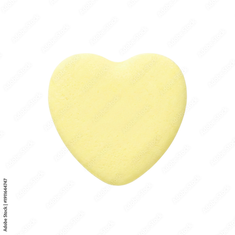 Fototapeta premium Yellow heart shaped candy isolated. Sweet confectionery mockup.