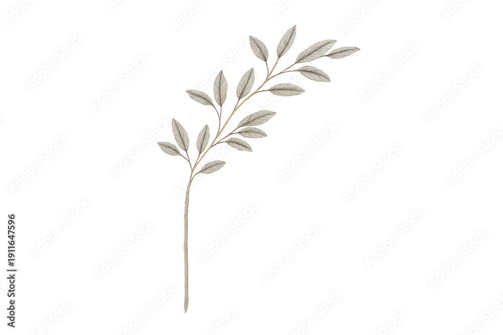 Fototapeta premium Watercolor botanical branch with leaves on transparent background