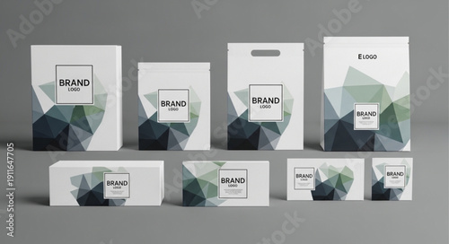 Modern Product Packaging Design Collection with Geometric Patterns.