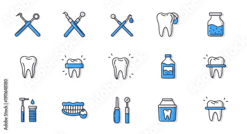 Dental Hygiene Icons Set Collection Vector Illustration.
