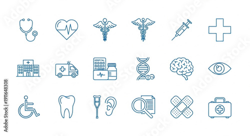 Collection of Medical Icons and Symbols for Healthcare.