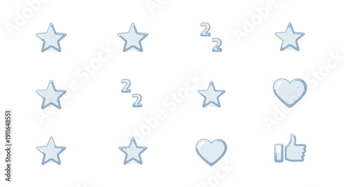 Social media icons, rating and feedback symbols