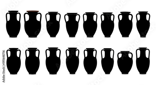 ancient greek amphorae silhouettes classical pottery forms for historical cultural and educational design assets.