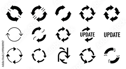 clean refresh update and reload arrow icons for web uiux design app development illustrating data synchronization and process tasks.