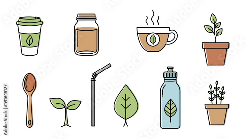 Eco-Friendly Essentials: A collection of sustainable and eco-conscious items arranged, symbolizing a commitment to environmental stewardship and a greener lifestyle.