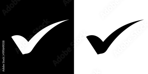 Black and white check mark direction.