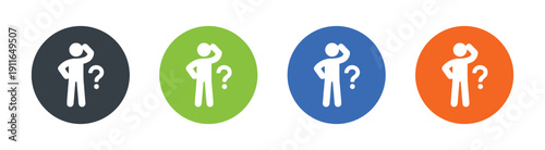 Icons of a person scratching head with a question mark, signifying confusion or problem solving