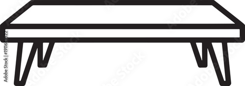 Simple line drawing of a rectangular table with four legs