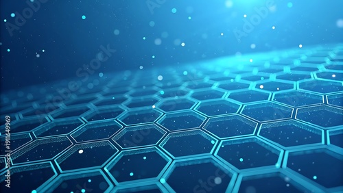 Futuristic Blue Hexagonal Grid Background representing Digital Connectivity and Big Data
