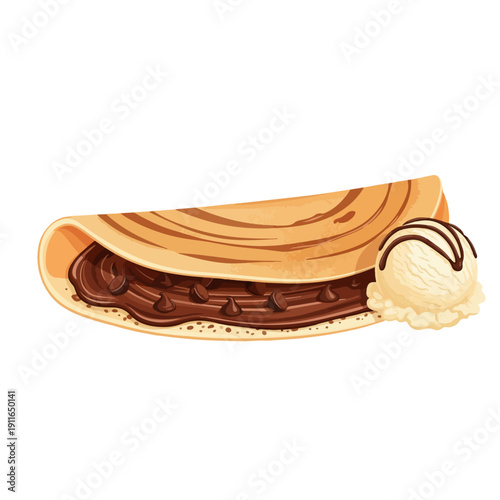 Chocolate Dosa Dessert – Sweet Indian Fusion Flat Vector