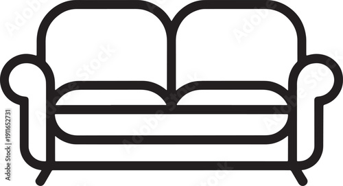 Simple line drawing of a twoseater sofa with armrests