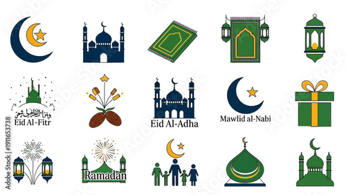 Islamic Holidays Symbols and Elements Collection for Design