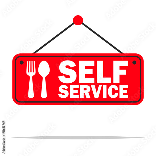 Self service hanging sign vector isolated illustration