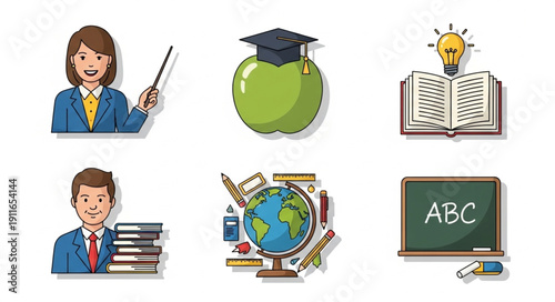 Education and Learning Icons Set.
