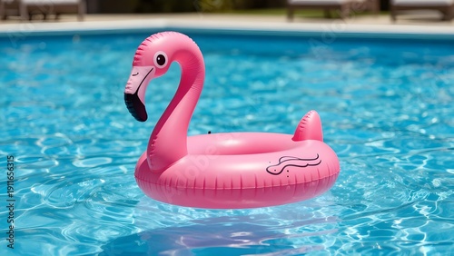 pink flamingo in pool