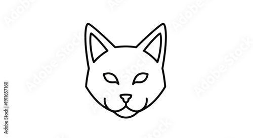 Simple and elegant feline face vector illustration, perfect for logos, apps, or design projects. A versatile Cat Clipart representing pets and domestic animals