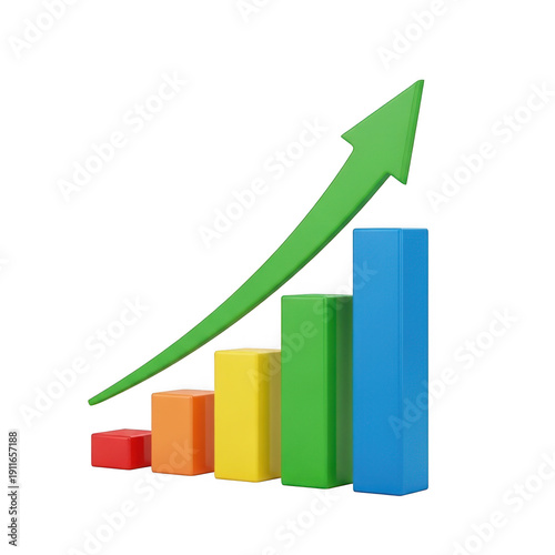 Growing bar graph with upward green arrow isolated on transparent background Free Download Growing bar graph with upward green arrow isolated on transparent background - GFXLoad