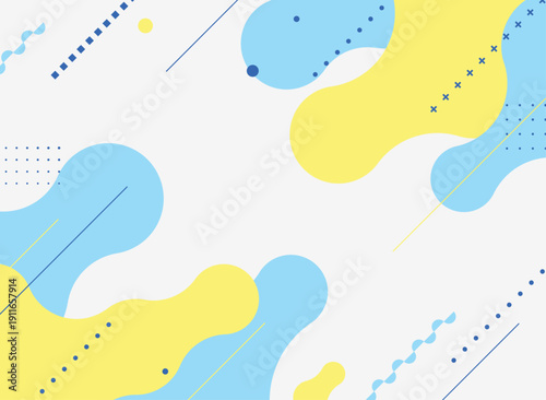 ブルーとイエローの流体幾何学抽象背景デザイン