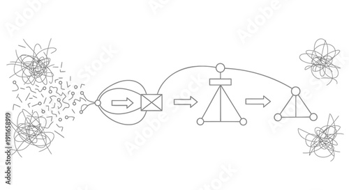 Vector illustration of molecular transformation process with atoms and chemical bonds