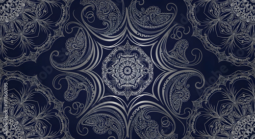 Intricate black white mandala seamless pattern elegant decorative ornate design