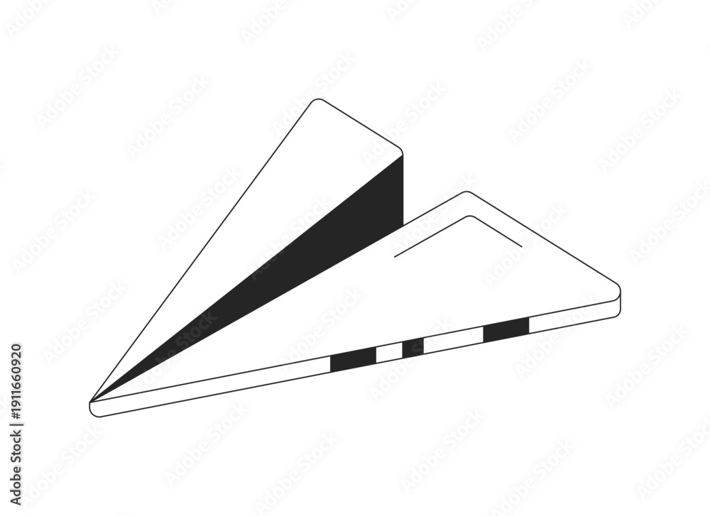 Naklejka premium Paper airplane 2D line object. Message sending. Instant delivery. Digital communication. Fast mail. Paper plane flying isolated clipart vector ink outline item. Monochrome spot illustration