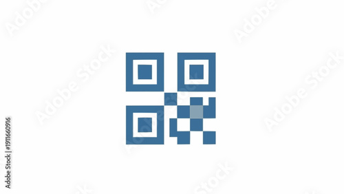 Bild auf Leinwand QR code closeup blue squares.