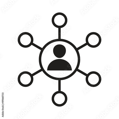 Networking icon representing connections, relationships, and community building around a central person