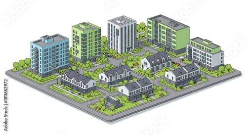 3D Model of Mixed Residential Buildings.