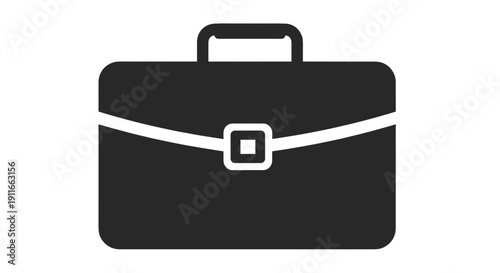 Black Briefcase with Handle and Buckle.