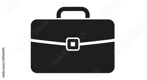 Black Briefcase with Silver Buckle and Handle.