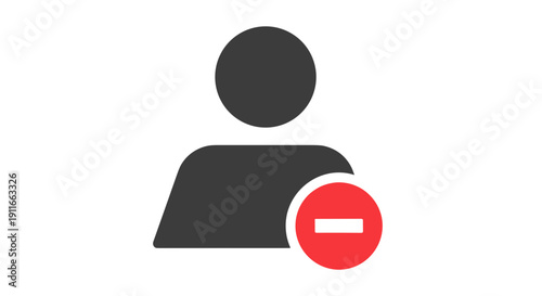 Black User Icon with Red Minus Sign.