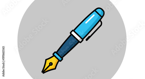 Blue Fountain Pen Illustration.