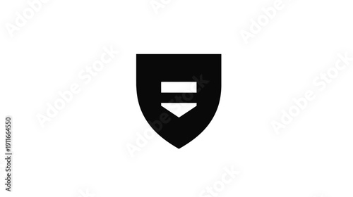 A shield shape with a horizontal bar and a downward-pointing triangle. Background is white