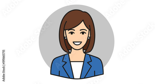 Cartoon Businesswoman Portrait with Blue Blazer.