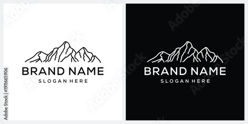 Abstract Mountain Peak Hill Rock Line Art logo design inspiration