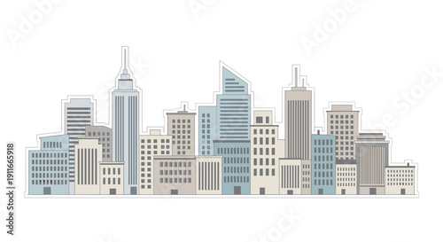 City Skyline with Modern Office Buildings.